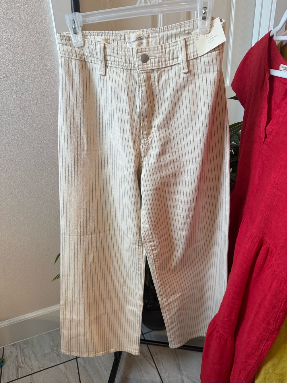 Universal Thread Cream Pinstripe Wide Leg Pants